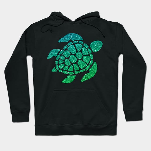 Green Ombre Faux Glitter Turtle Hoodie by Felicity-K